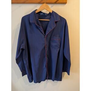 Town Craft Navy Burgundy Piping Pajama Top Eclectic Grandpa Vintage XL Tall